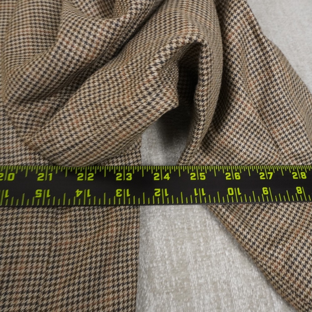 Ralph Lauren Beige Plaid Houndstooth Two Button Blazer Sport Coat 46R Silk Wool - Picture 7 of 10